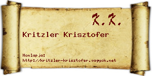 Kritzler Krisztofer névjegykártya